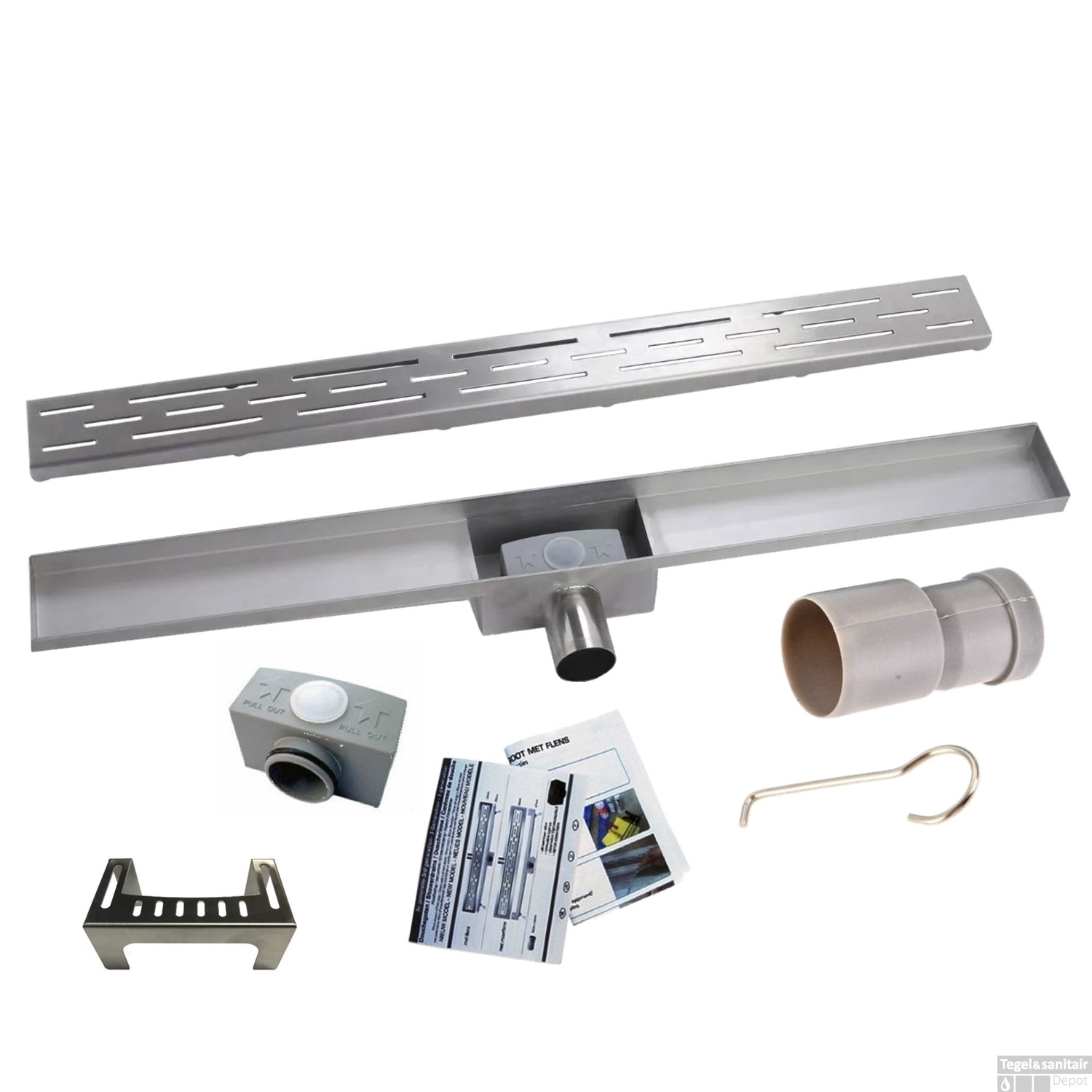 Douchegoot BASIC met los sifon standaard rooster Tegeldepot.nl