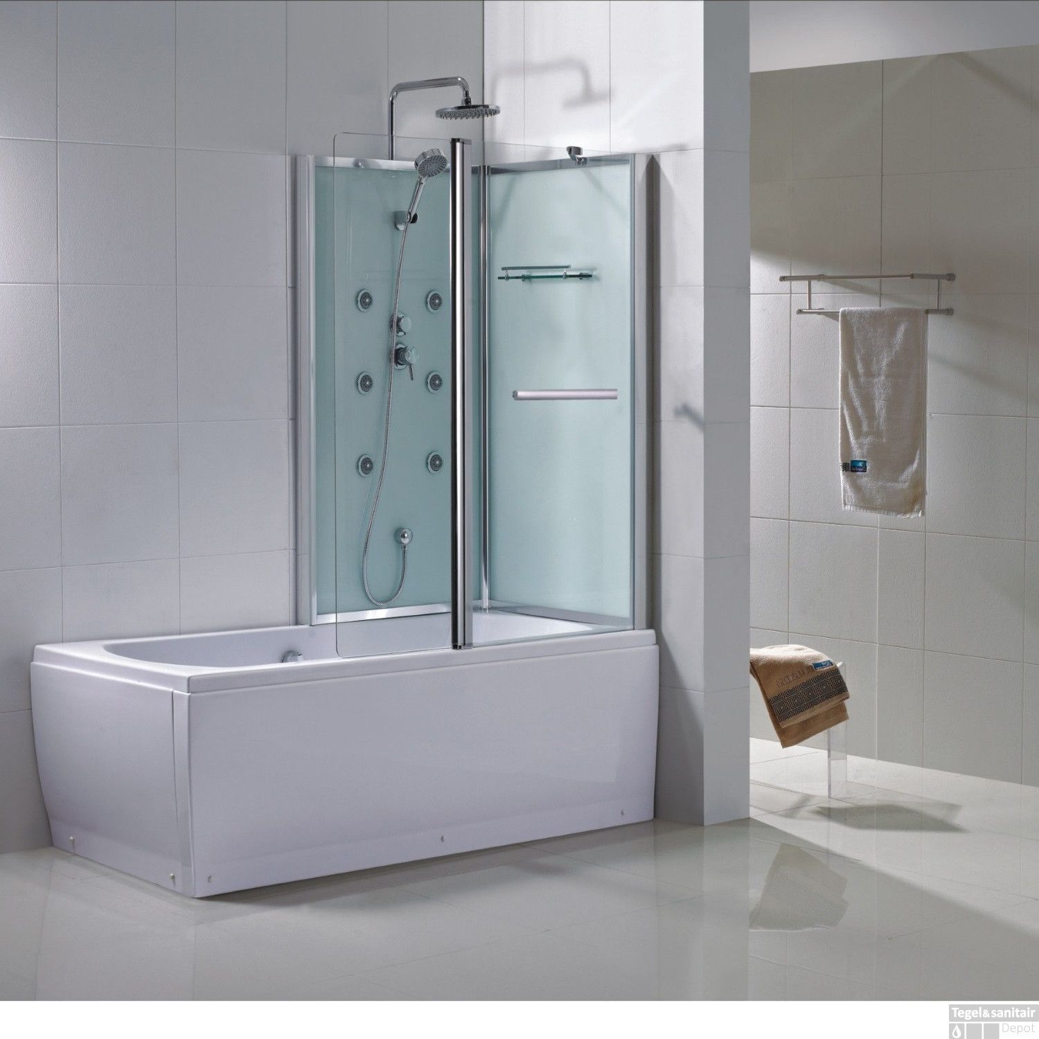 Complete Bad Douche Combinatie Wiesbaden Vanity 170x85x218 Cm 5mm Rechts