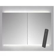Spiegelkast Sanicare Qlassics Ambiance 100x60 cm Met Dubbelzijdige Spiegeldeuren, LED Verlichting En Afstandsbediening Hoogglans Wit