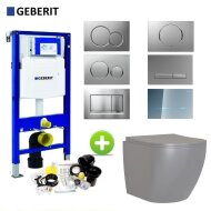 Geberit UP320 Toiletset Compleet | Inbouwreservoir | Mudo Grijs Randloos | Drukplaat