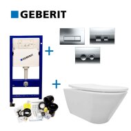 Geberit UP100 Toiletset set10 Wiesbaden Stereo Rimless Mat Wit met Delta drukplaat