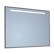 Spiegel Sanicare Q-Mirrors 75x70 cm Vierkant Met Aan De Bovenkant LED Cold White, Omlijsting Mat Zwart incl. ophangmateriaal Met Afstandsbediening (Spiegels en spiegelkasten)