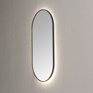 Spiegel Sanilux Ovaal Met Direct LED 3 Kleuren Instelbaar & Spiegelverwarming 90x45 cm Mat Zwart