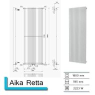 Handdoekradiator Aika Retta 1800 x 595 mm Donker Grijs Structuur