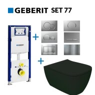 Geberit UP320 Toiletset Compleet Inbouwreservoir Salenzi Mirare Mat Zwart Met Drukplaat Set77