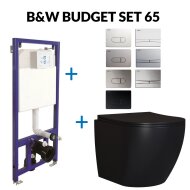 Toiletset Budget 65 Mudo Mat zwart Met B&W Drukplaat