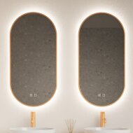 Spiegel Gliss Design Aura 40x100cm Koper Ovaal Met LED Verlichting & Geïntegreerde Spiegelverwarming