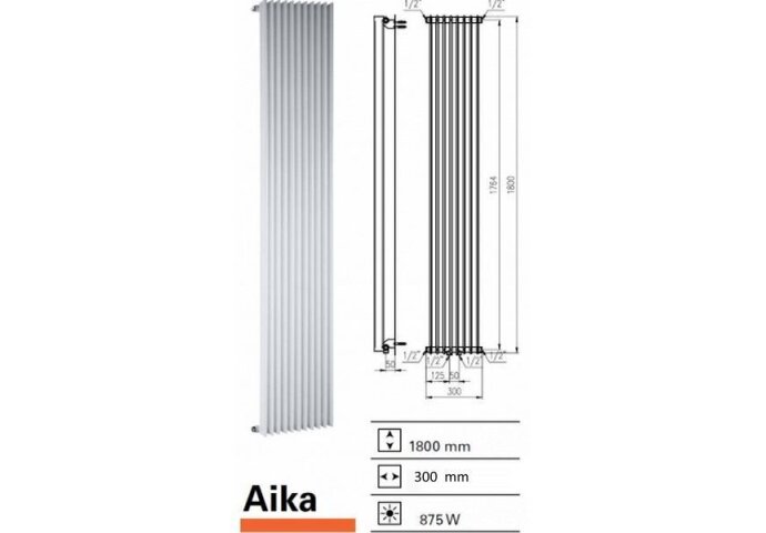 Designradiator Aika 1800 x 300 mm Zilver metallic