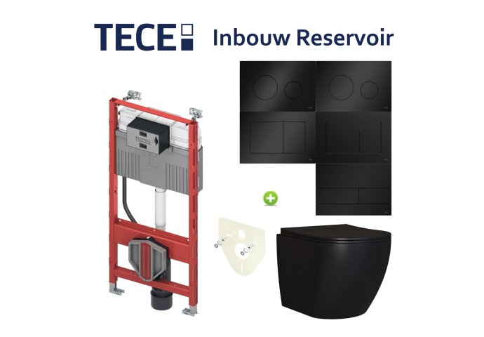 TECE Profil Toiletset set65 Mudo Mat Zwart met TECE Drukplaat