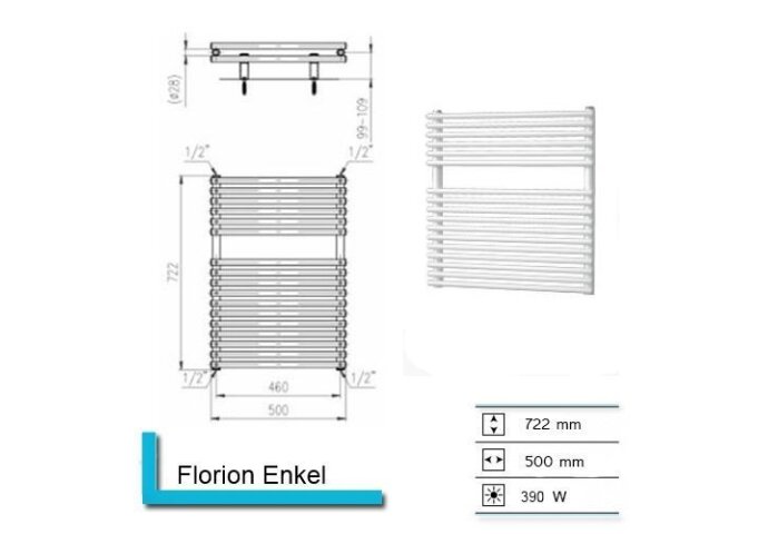 Designradiator Florion Nxt 72,2 x 50 cm 391 Watt Zwart