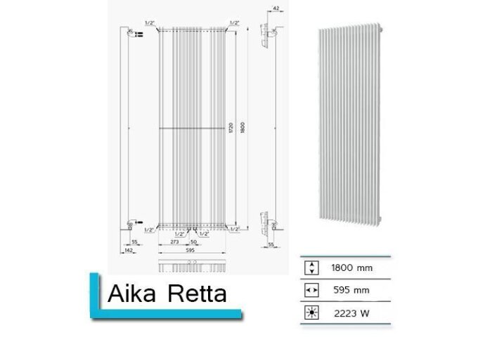 Handdoekradiator Aika Retta 1800 x 595 mm Donker Grijs