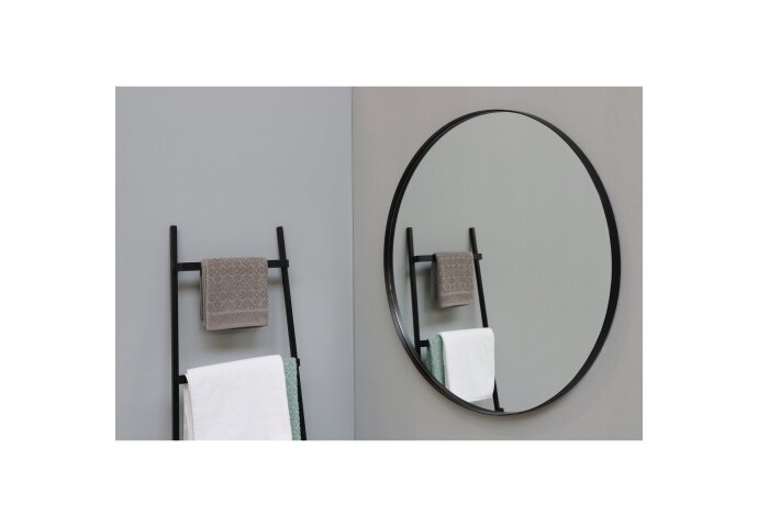Ink Spiegel Rond Mat Zwart Aluminium Kader 120 x 3,5 cm