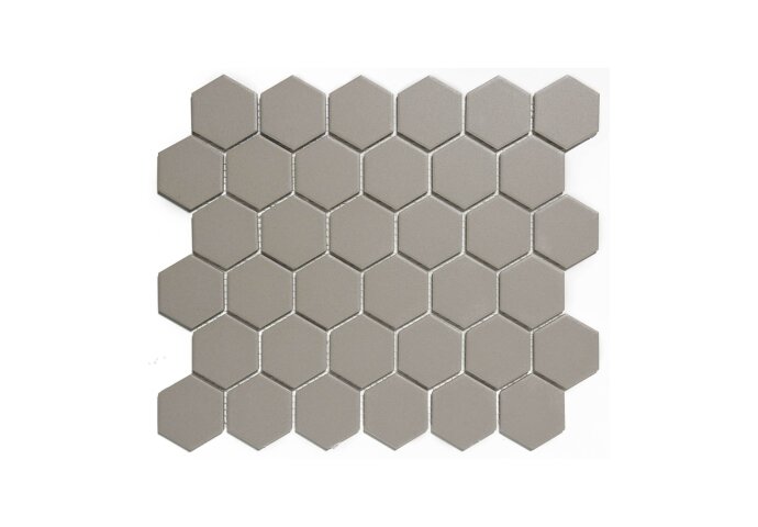 Mozaïek London 28.1x32.5 cm Onverglaasd Porselein Hexagon, Mat Antislip En Grijs (Prijs Per 0.91 m2)
